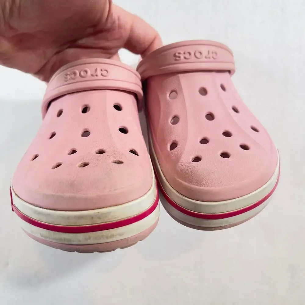 Crocs Bayaband Girl's Big Kids Size J3 (See Notes) Light Pink Large Side Logos